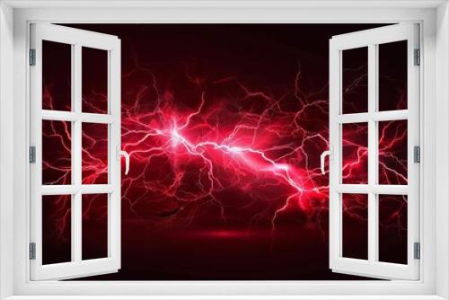 Thunder lightning vector electric power effect isolated on black background. Red spark blast VFX illustration. Flash lightning explosion magical spell -