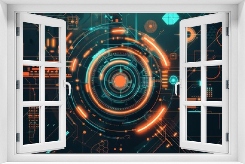 Futuristic digital interface abstract technology background with glowing elements and intricate geometric patterns, perfect for tech design.