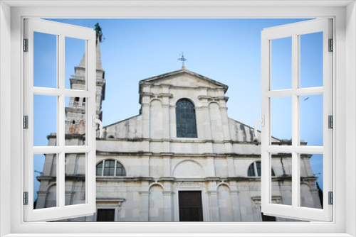 Exterior of Saint Euphemia church at sunset