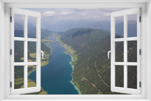 Fototapeta Naklejka Na Ścianę Okno 3D - Flightseeing Tour Carinthia Lake Weissensee Bird's-Eye View