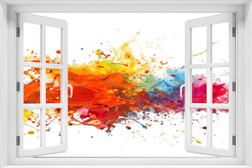  Energetic bursts of colors splattered on an isolated transparent background, visually stunning and bold, PNG Cutout