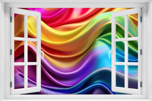Vibrant colorful curves background, artistic display of color spectrum, fabric or satin texture, abstract color stripe pattern, graphic, rainbow palette.