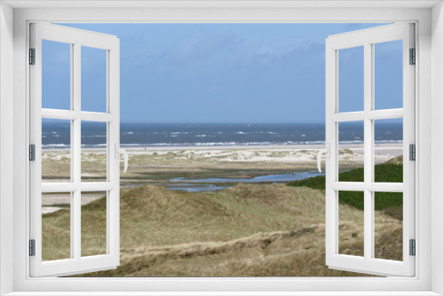 Fototapeta Naklejka Na Ścianę Okno 3D - Amrum, Dünenvorland und Strand