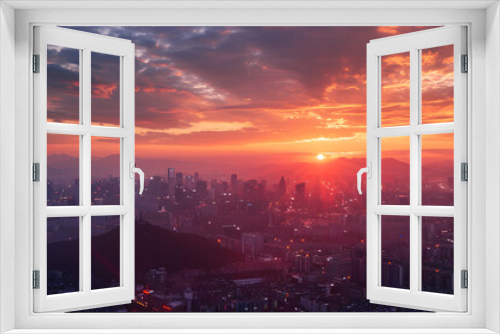 Sunrise of Seoul City Skyline,South Korea