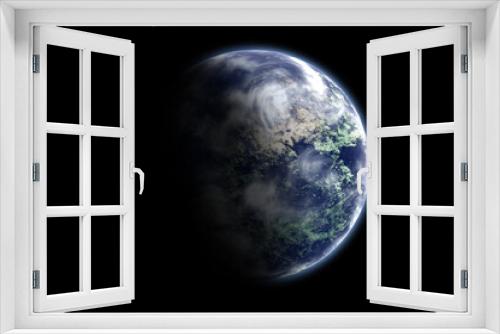 Fototapeta Naklejka Na Ścianę Okno 3D - Outer space exoplanet 3d illustration, wonderful alien landscape digital background for desktop. planet wallpaper, alien planets for space travel
