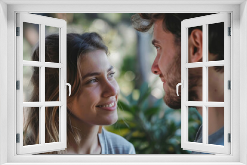 Couple in love enjoying a romantic moment together in a peaceful park setting