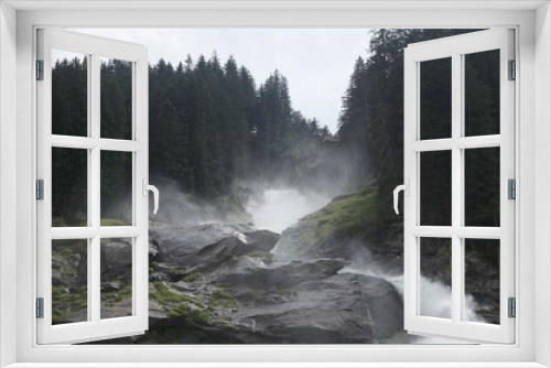 Fototapeta Naklejka Na Ścianę Okno 3D - Górski wodospad rzeczny – kaskada skalna (waterfall)