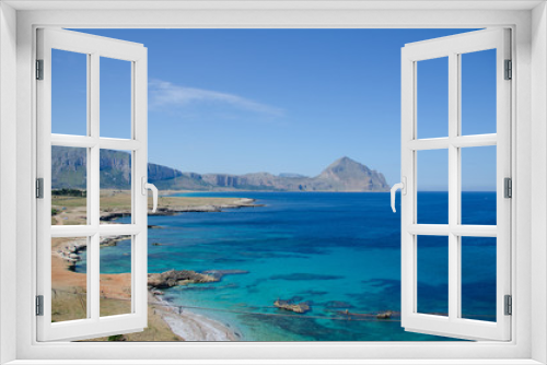 Fototapeta Naklejka Na Ścianę Okno 3D - Splendido paesaggio mediterraneo con spiaggia e baia a san vito lo capo, italia, scilia, 