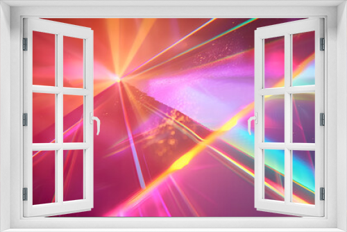 Holographic Prism Light Show Multicolored light refracts through prism in loop background