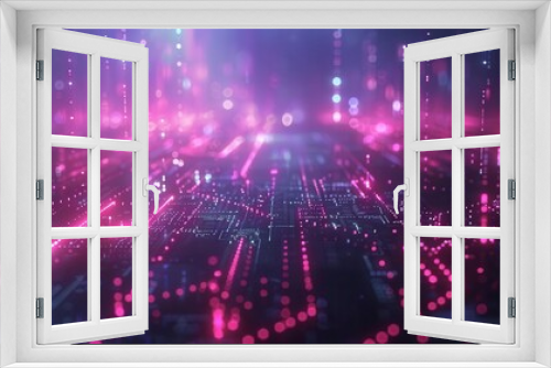 futuristic tech backdrop with glowing fiber optics and quantum computing network