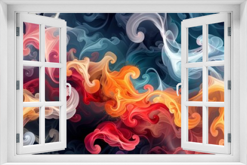 Abstract swirling colorful smoke background.