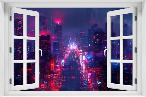 Rainy Night in Neon-Lit Cyberpunk City