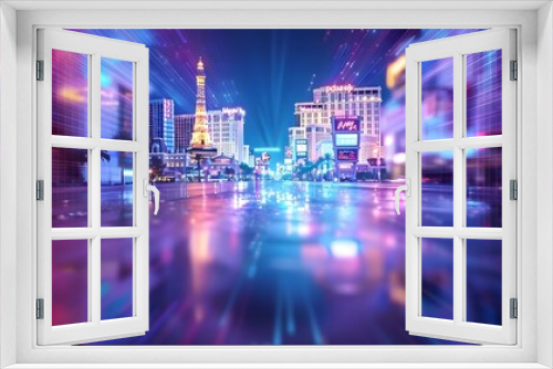 Neural network-generated art of neon lights on the Las Vegas Strip. Concept Digital Art, Neon Lights, Las Vegas Strip, Neural Network, Artificial Intelligence