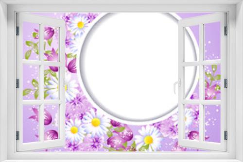 Fototapeta Naklejka Na Ścianę Okno 3D - Photo frame and floral ornament