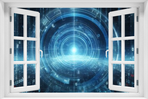 Blue digital binary data computer screen display background - technology