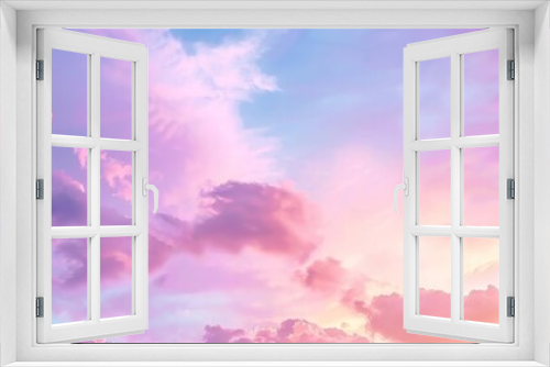 The sky at sunset is pink and purple with a panoramic view. Web banner background and header.