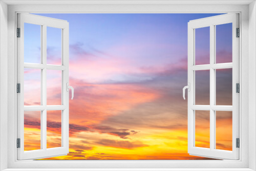 Fototapeta Naklejka Na Ścianę Okno 3D - Beautiful , luxury soft gradient orange gold clouds and sunlight on the blue sky perfect for the background, take in everning,Twilight, Large size, high definition landscape photo