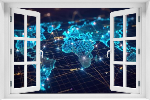 Supply Chain Transparency & Blockchain Imagine a world map overlaid with a complex web of interconnected nodes, each representing a step in a products journey from origin to consumer Glowing lines,