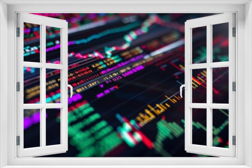 Stock market data analysis on digital screen