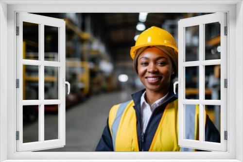 Portrait of a smiling African American female warehouse worker