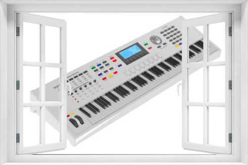 White Electronic Digital Piano, Piano keyboard, Synthesizer, 3D rendering isolated on transparent background