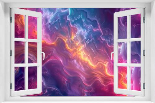 Vivid abstract painting with swirling vibrant colors and dynamic textures creates an energetic and mystical visual experience.