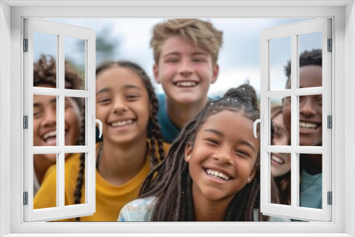 Multi-Ethnic Group Of Teenagers, Feeling Connected And Joyful Together