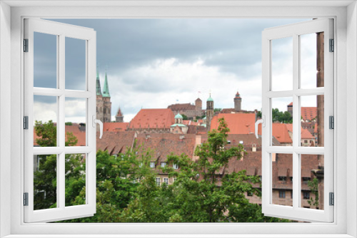 Fototapeta Naklejka Na Ścianę Okno 3D - Nürnberg - Blick über Altstadt auf Burg