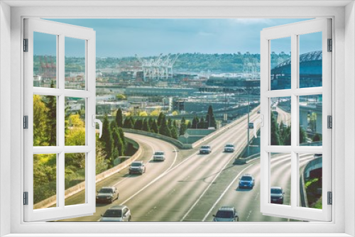 Fototapeta Naklejka Na Ścianę Okno 3D - Seattle Highway Traffic