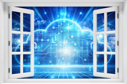 Cloud computing technology concept, networking, data storage, virtualization, internet, servers