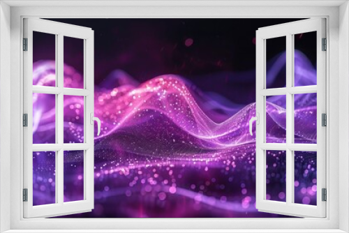 Abstract Purple and Pink Wave with Glowing Particles