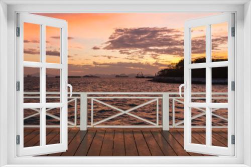 Fototapeta Naklejka Na Ścianę Okno 3D - Beautiful sunrise view from pavilion