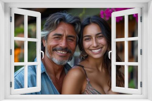 Happy Couple Smiling Together Outside a Home