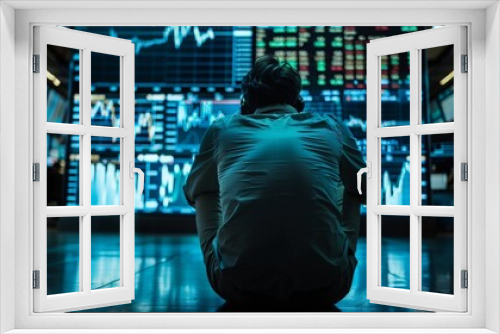 Trader Sitting on Floor Analyzing Market Data