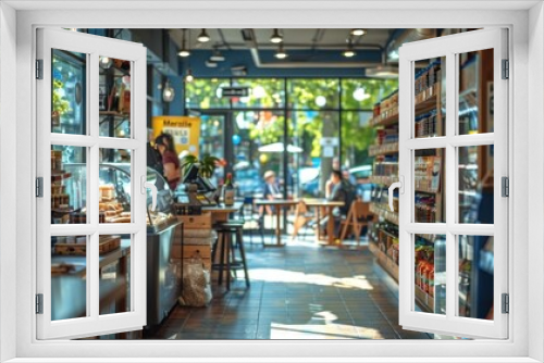 A Quaint Cafe with Shelves of Products