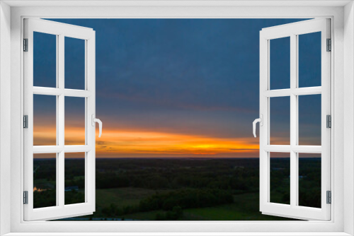 Fototapeta Naklejka Na Ścianę Okno 3D - Fiery sunset, colorful clouds in the sky. Aerial of Cloud with sunset sky background