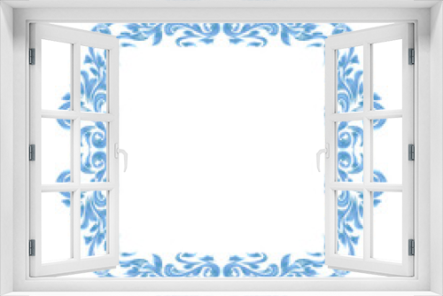 Fototapeta Naklejka Na Ścianę Okno 3D - Border or frame decorative ornament element in vintage baroque and retro style blue color