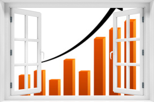 3d Orange Growth Chart With Arrow Isolated White Background 