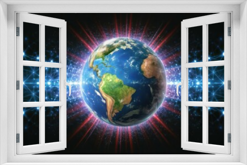 Globalization and Communication Concept Earth with Luminous Rays