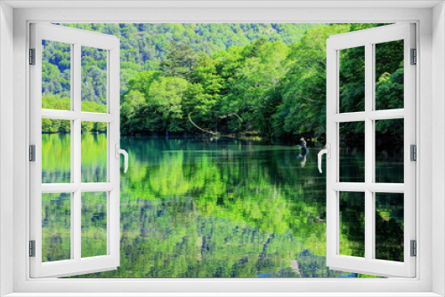 Fototapeta Naklejka Na Ścianę Okno 3D - 湯ノ湖の釣り人