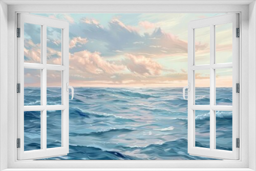 minimalist ocean waves under pastel sky vast expanse of water aigenerated seascape painting