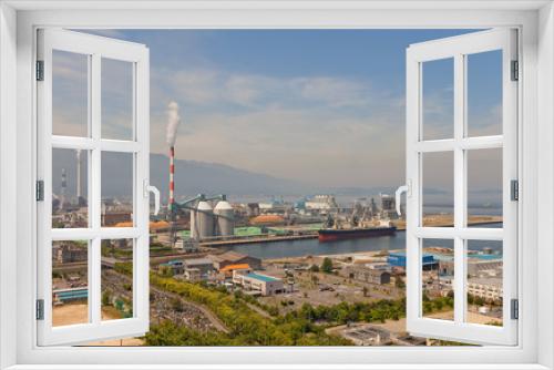 Fototapeta Naklejka Na Ścianę Okno 3D - View of Paper Factory and port, Shikokuchuo city, Japan
