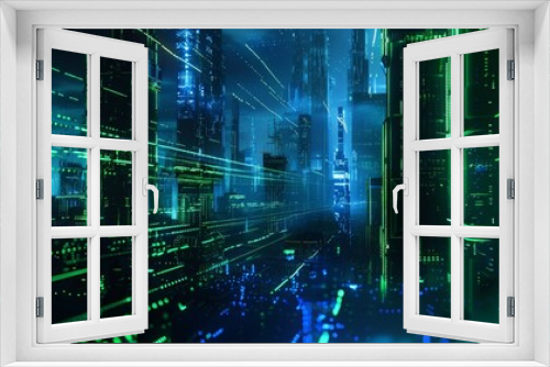 Futuristic Cyberpunk Cityscape with Neon Lights, Generative AI