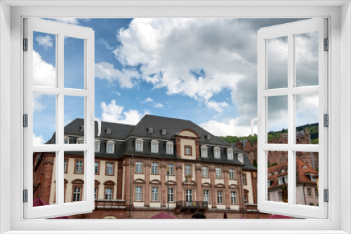 Fototapeta Naklejka Na Ścianę Okno 3D - Facade of Town Hall with View of Heidelberg Castle