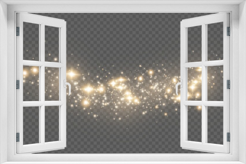 Fototapeta Naklejka Na Ścianę Okno 3D - The dust sparks and golden stars shine with special light. Vector sparkles on a transparent background. . Stock royalty free vector illustration. PNG	