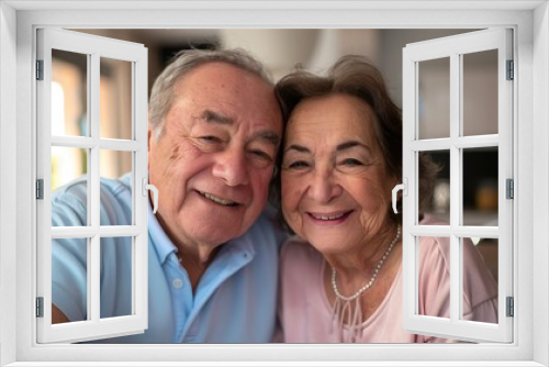 The elderly couple smiling