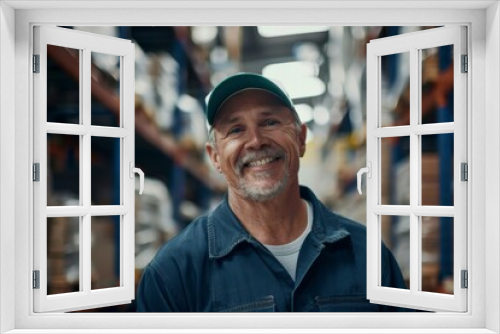 Portrait of a smiling middle aged male warehouse worker