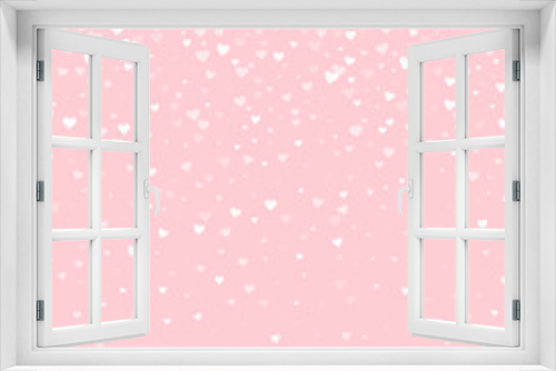 Fototapeta Naklejka Na Ścianę Okno 3D - White hearts scattered on pink background.