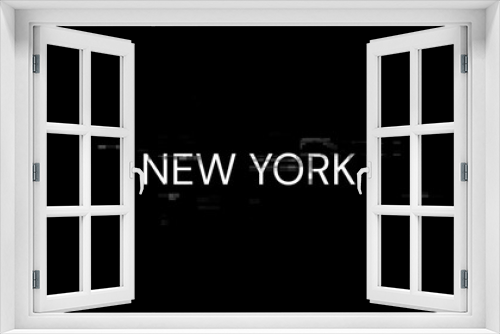 3D rendering New York text with screen effects of technological glitches