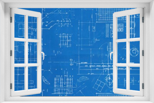 Blueprint Background with Technical Drawings